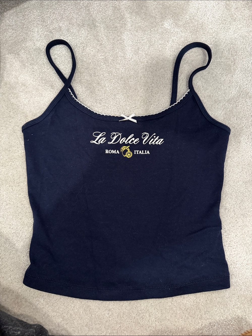 Garage Black La Dolce Vita Script Spaghetti Strap Cami